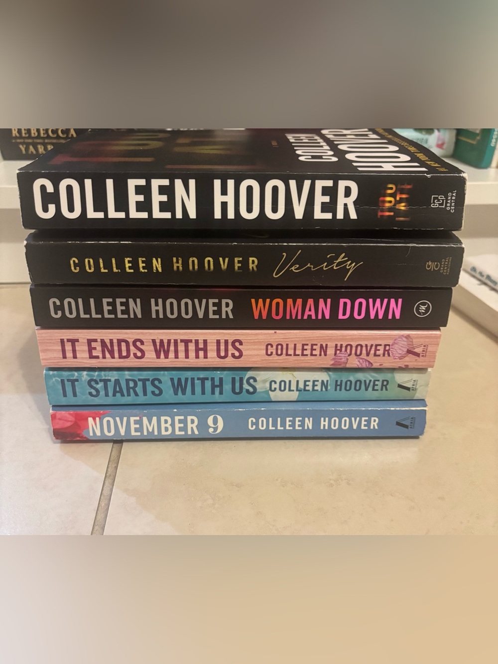 6 Colleen Hoover Paperback Book Stack - Mixed Colors